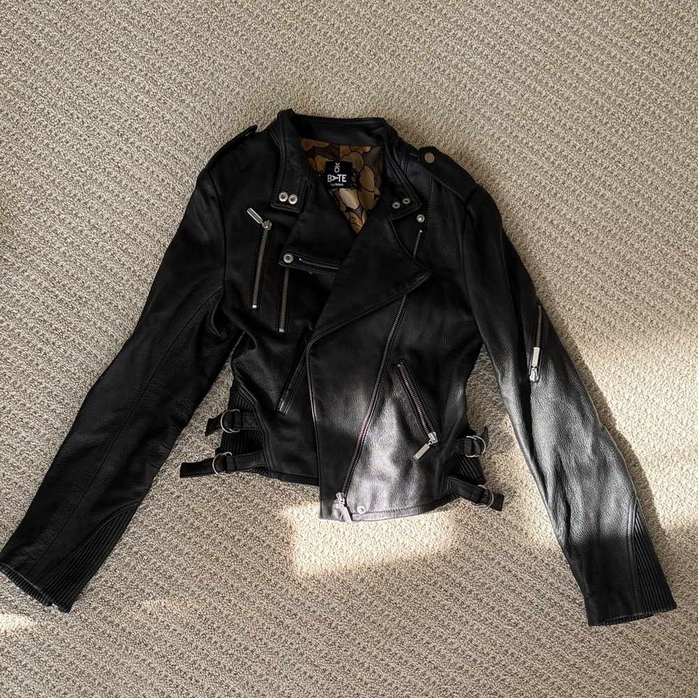 Real Black Leather Moto Jacket - Classic Biker Style